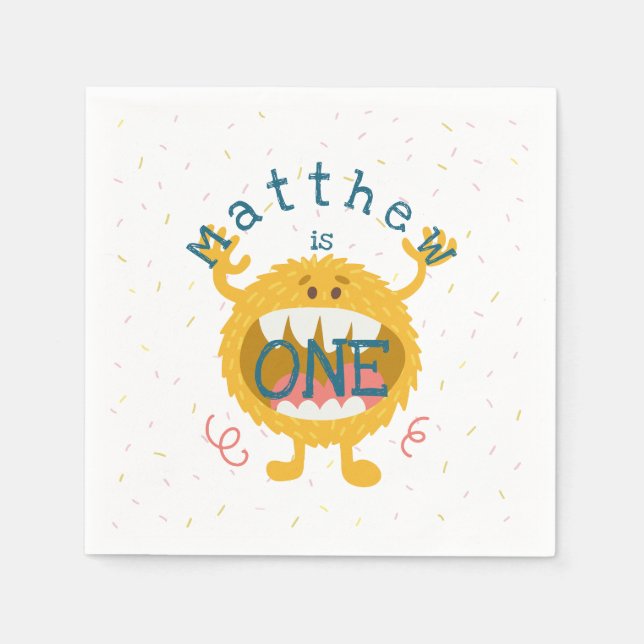 Customizable Cute Yellow Monster Napkin (Front)
