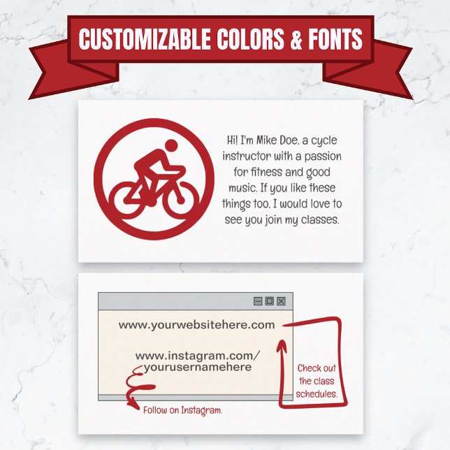 Customizable Cycle Instructor  Business Card (Customizable Cycle Instructor Business Card)