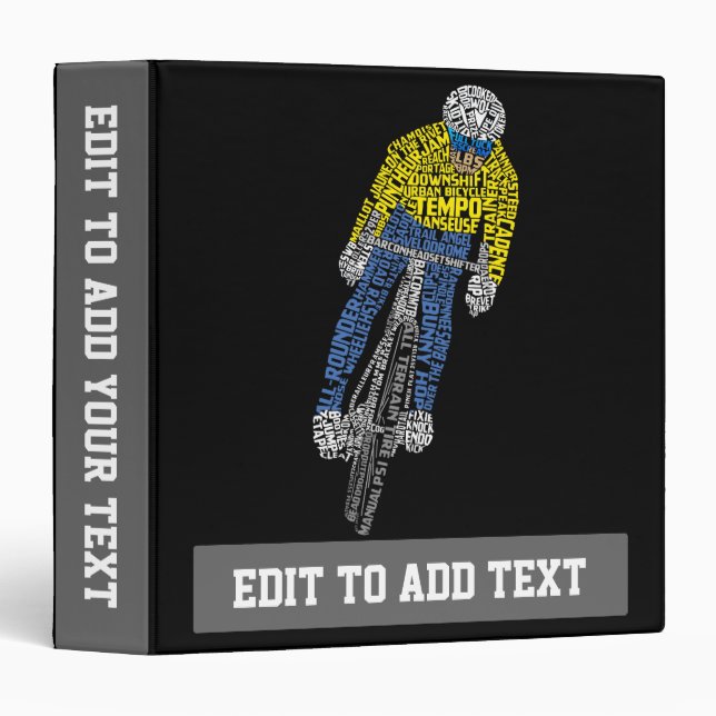 Customizable Cyclist Word Art Bicycle Cycling  Binder (Front/Spine)