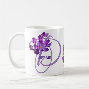 Customizable D monogram purple crocus flowers Coffee Mug