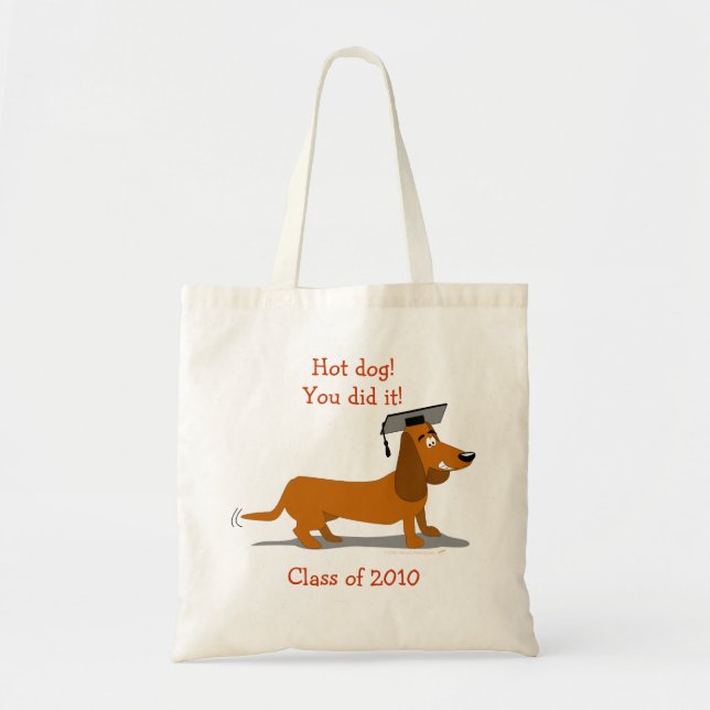 Customizable Dachshund Dog Graduation Template Tote Bag (Front)