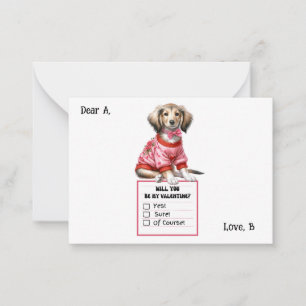 Customizable Dachshund Valentine Note Card