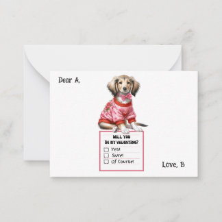 Customizable Dachshund Valentine Note  Card