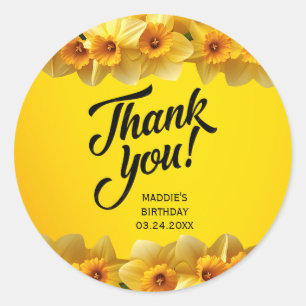 Customizable Daffodil March Birth Flower Birthday Classic Round Sticker