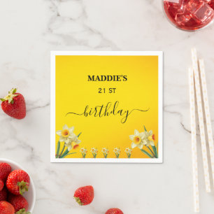 Customizable Daffodil March Birth Flower Birthday Napkin