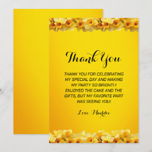 Customizable Daffodil March Birth Flower Birthday Thank You Card