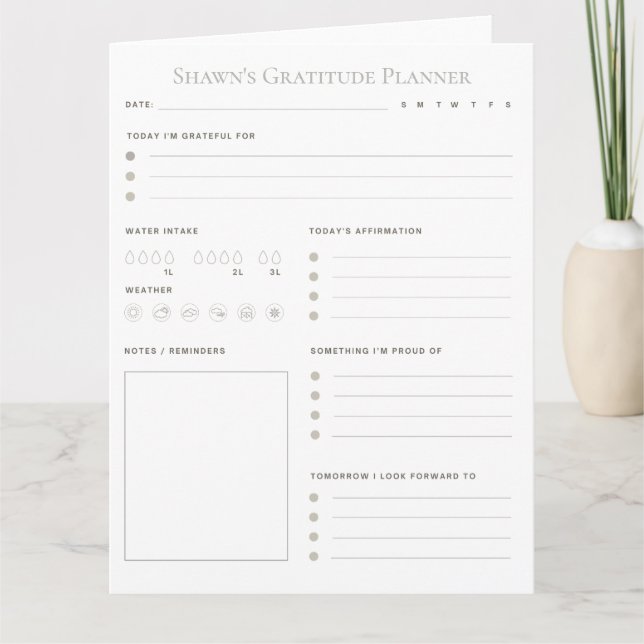 Customizable Daily Gratitude Planner Download  Card (Front)