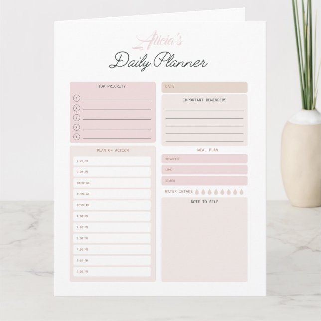 Customizable Daily Planner Download  Card (Front)