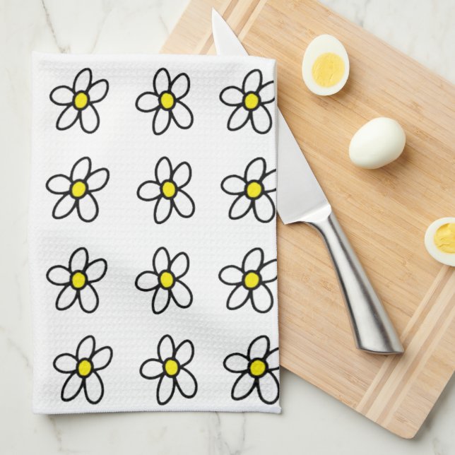 Customizable Daisies Kitchen Towel (Quarter Fold)