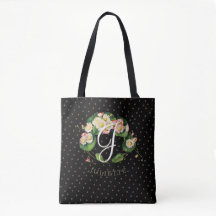 Customizable Daisies Wreath Monogram Elegant Black