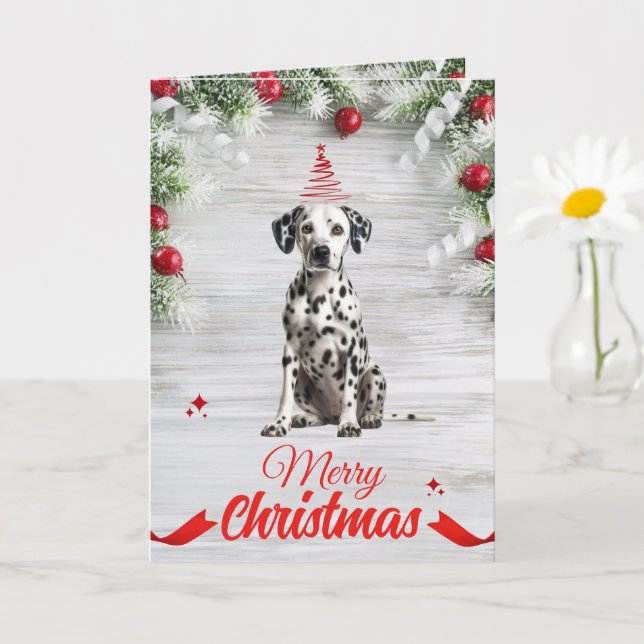 Customizable Dalmatian Christmas Greeting Card (Small Plant)