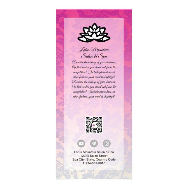 Customizable Damask Ombre Salon Spa Card Template (Front)
