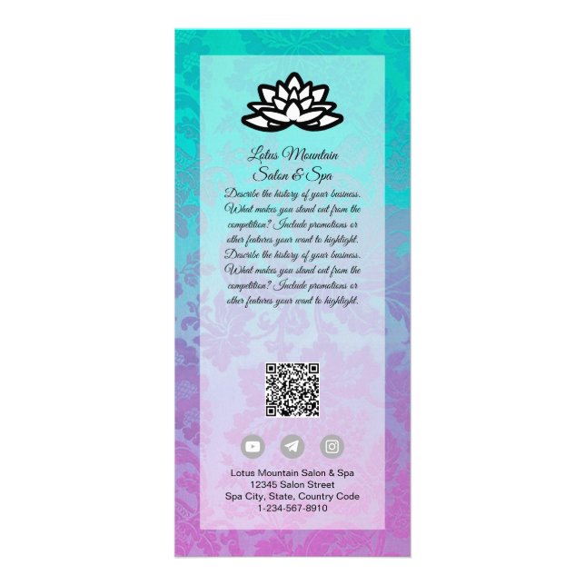 Customizable Damask Ombre Salon Spa Card Template (Front)
