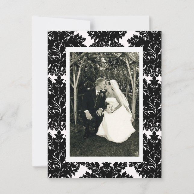 Customizable Damask Thank You Photo Card (Front)