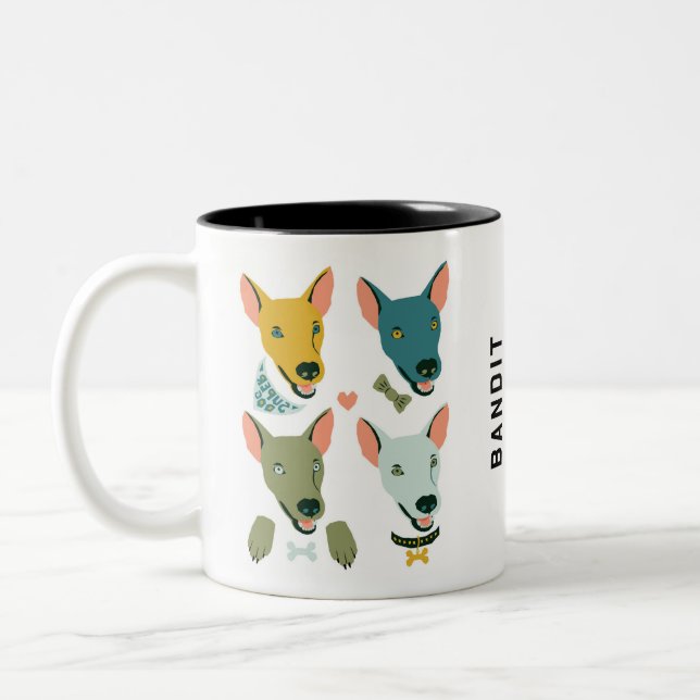 Customizable Dapper Chihuahua Dog Two-Tone Coffee Mug (Left)