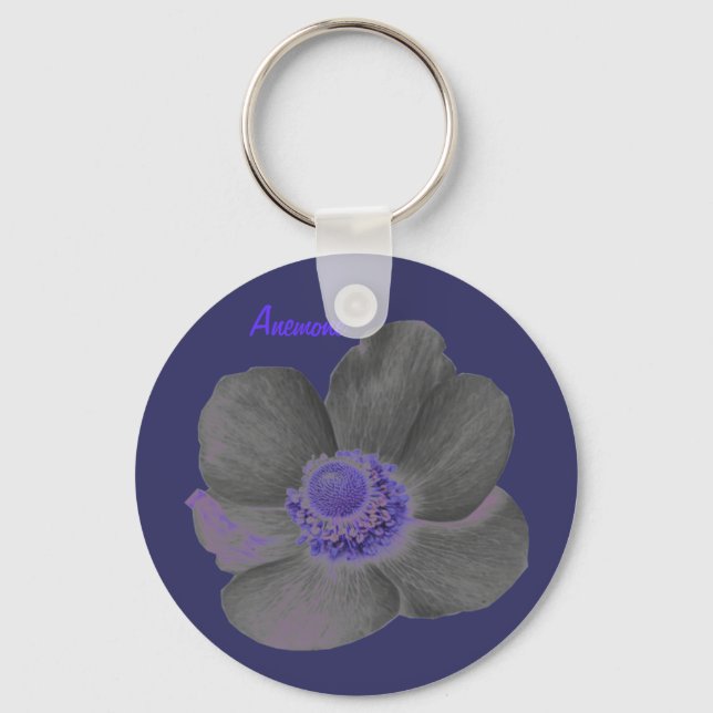 Customizable Dark Dreams Anemone Flower Keychain (Front)