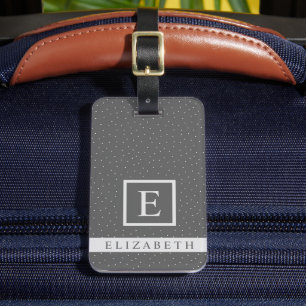 Customizable Dark Grey With White Polka Dot  Luggage Tag