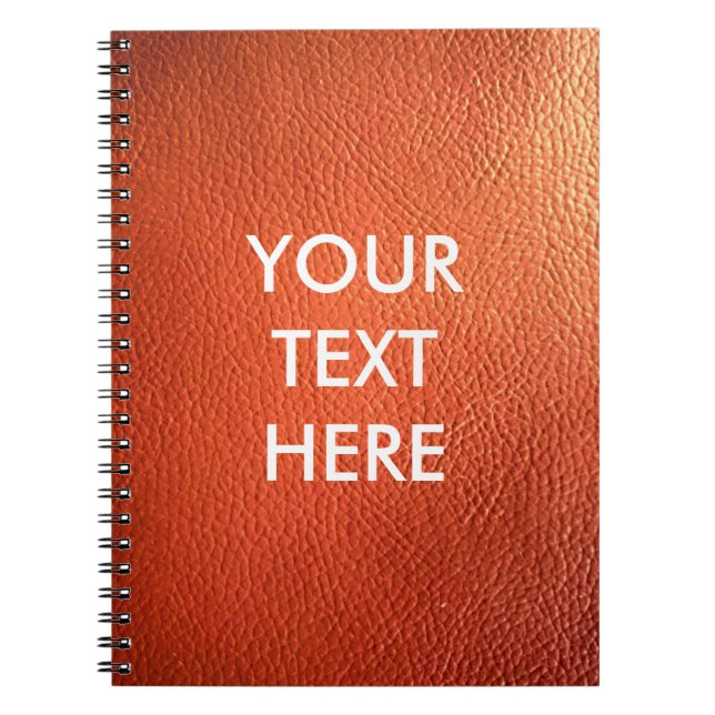 Customizable Dark Orange Leather Image Background Notebook (Front)