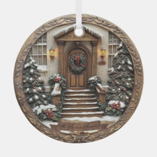 Customizable (date&name) beautiful carved/3D-look  Glass Ornament