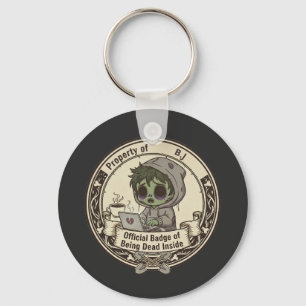 Customizable Dead Inside Badge Keychain