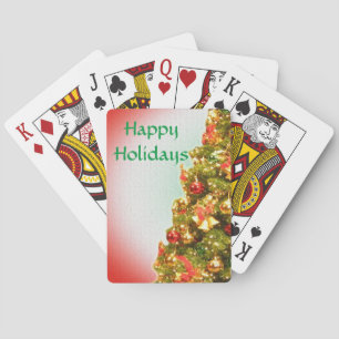 Customizable decorated christmas tree playing cards