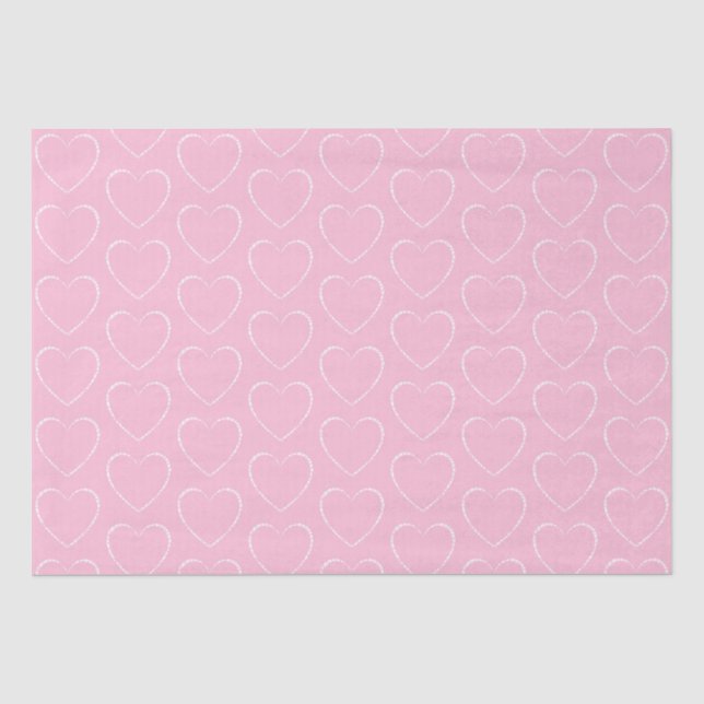 Customizable Decorated Pink Hearts Tissue Paper (Front)