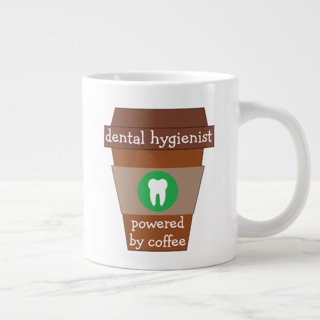 Customizable Dental Hygienist Powered By Coffee Large Coffee Mug (Right)