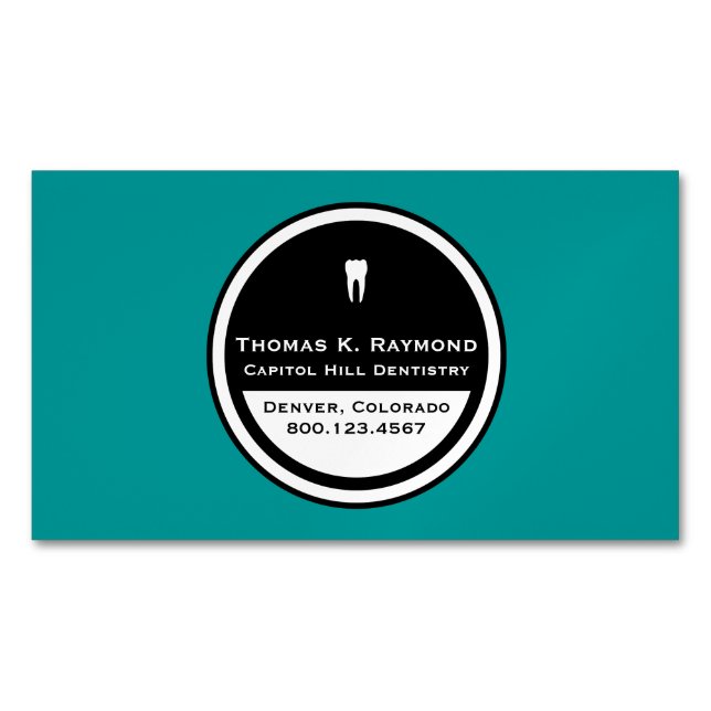 Customizable Dentistry Circle Magnetic Business Card (Front)