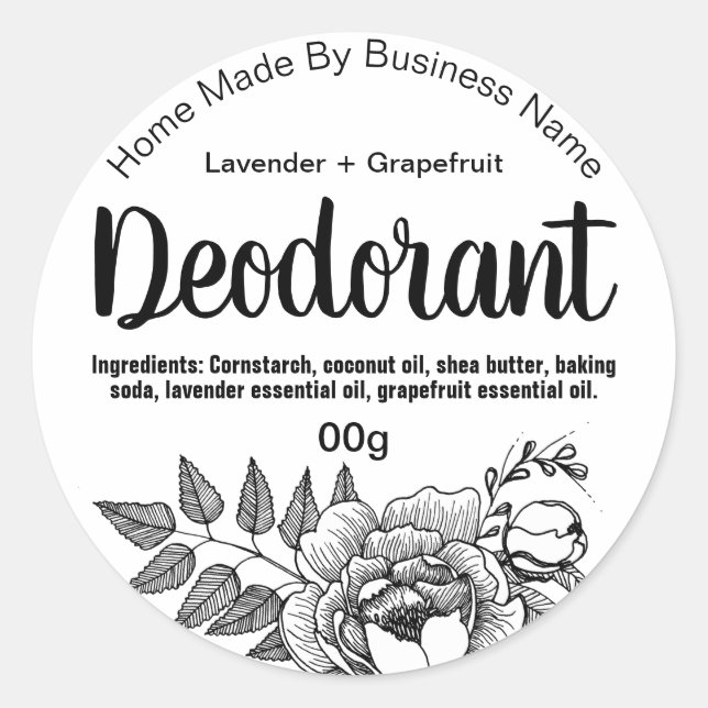 Customizable Deodorant Label (Front)