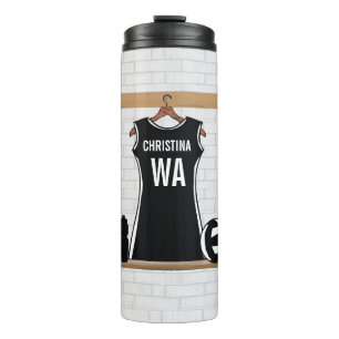 Customizable design netball black and white thermal tumbler