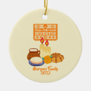 Customizable Dia De Los Muertos Celebration Ceramic Ornament