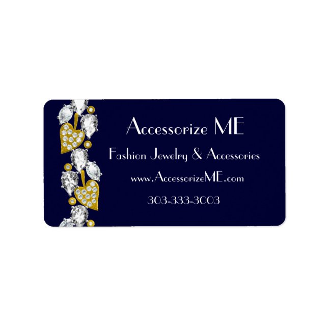 Customizable diamond jewellery-navy blue label (Front)