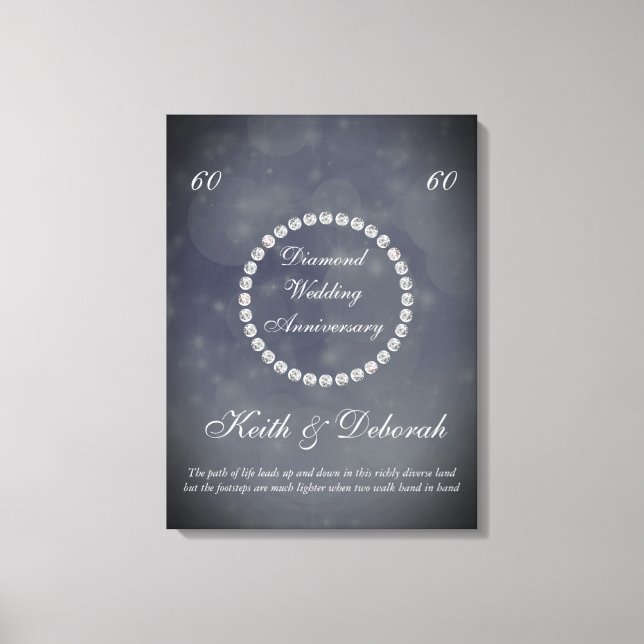 Customizable Diamond Wedding Anniversary Canvas Print (Front)