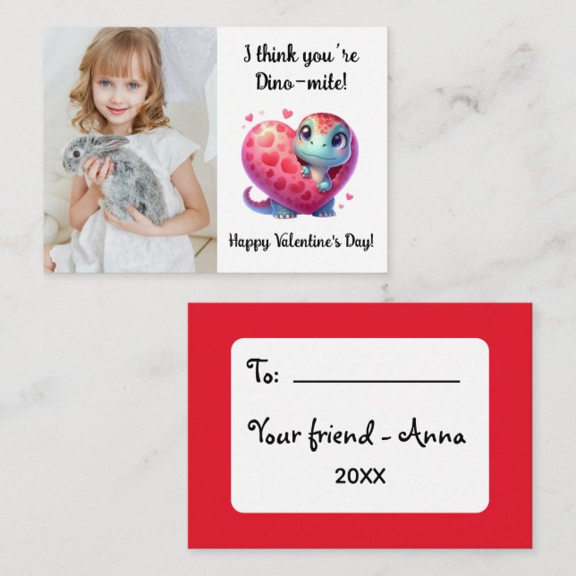 Customizable Dino-mite Valentine’s Day Classroom Card (Front/Back)
