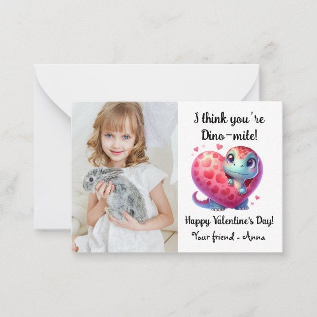 Customizable Dino-mite Valentine’s Day Classroom Card (Front)