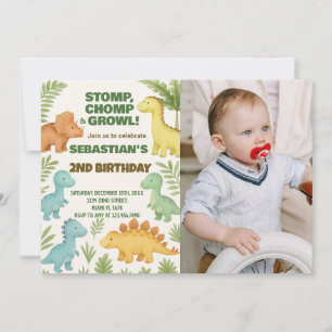 Customizable Dino Party Invite with photo