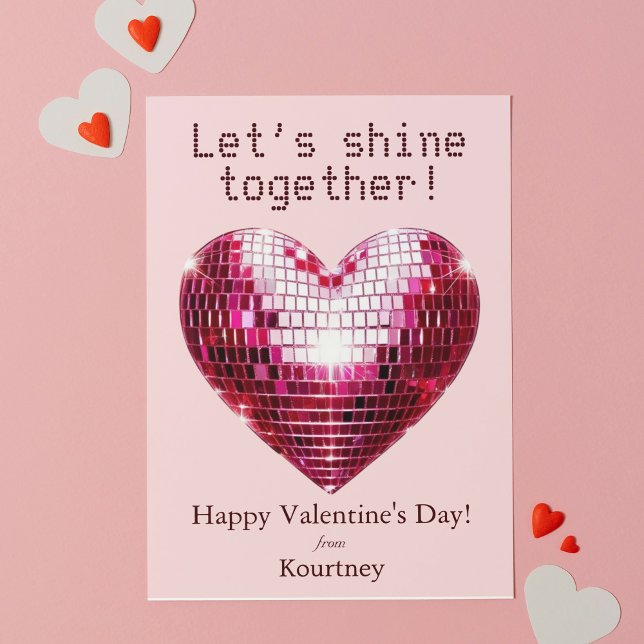 Customizable Disco Heart Valentine's Day Card (Customizable Disco Heart Valentine's Day Card)
