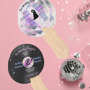 Customizable Disco Wedding Program Hand Fan