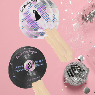 Customizable Disco Wedding Program Hand Fan