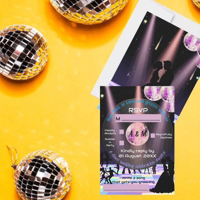 Customizable Disco Wedding RSVP Card (Creator Uploaded)