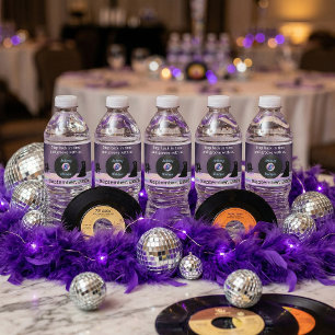 Customizable Disco Wedding Water Bottle Label