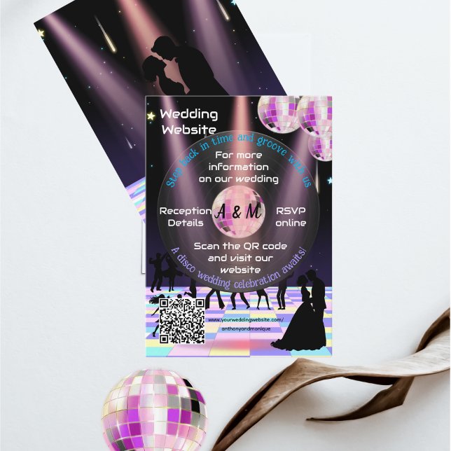 Customizable Disco Wedding Website Card (Creator Uploaded)