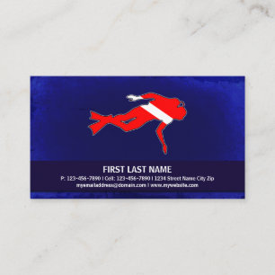 Customizable dive flag scuba diver business cards