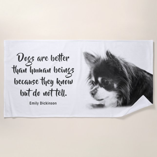 Customizable Dog & Emily Dickinson's Quote Beach Towel (Front)
