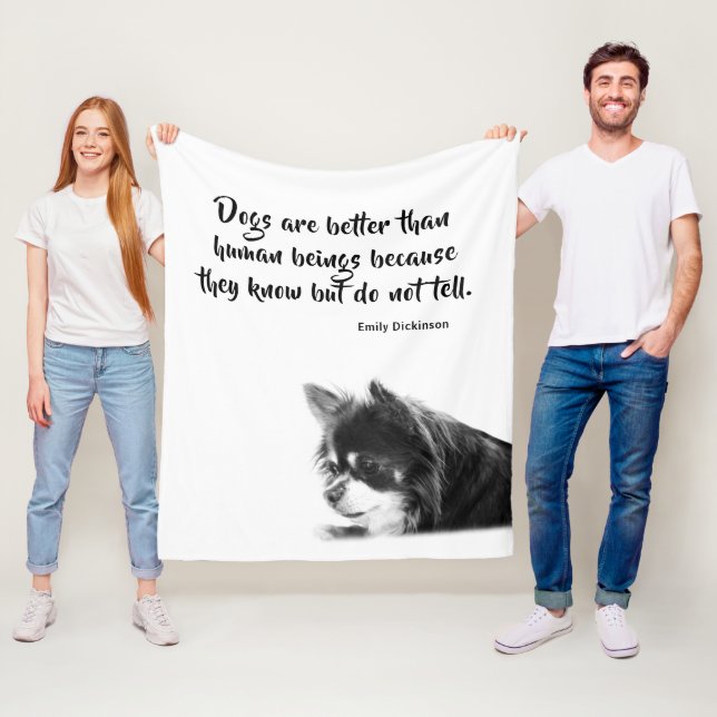 Customizable Dog & Emily Dickinson's Quote Fleece Blanket (In Situ)