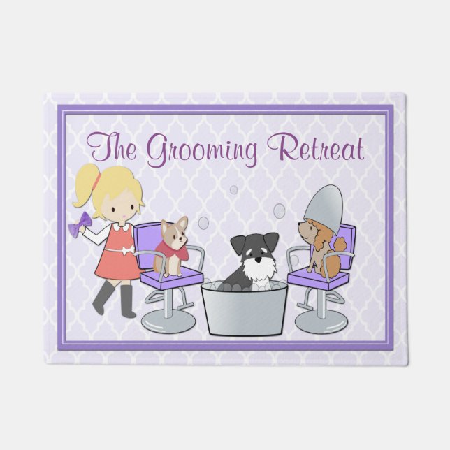 Customizable Dog Groomer Pet Salon Door Mat (Front)