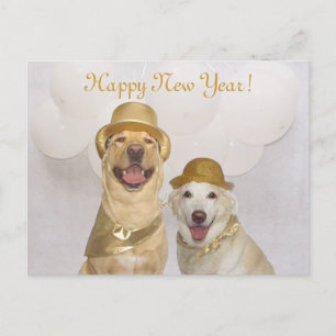Customizable Dog/Lab Happy New Year Holiday Postcard