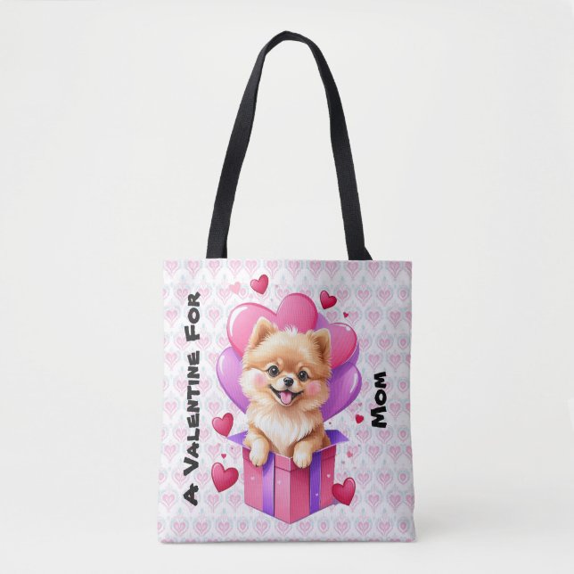 Customizable Dog Lover Valentine's Day Tote Bag (Front)