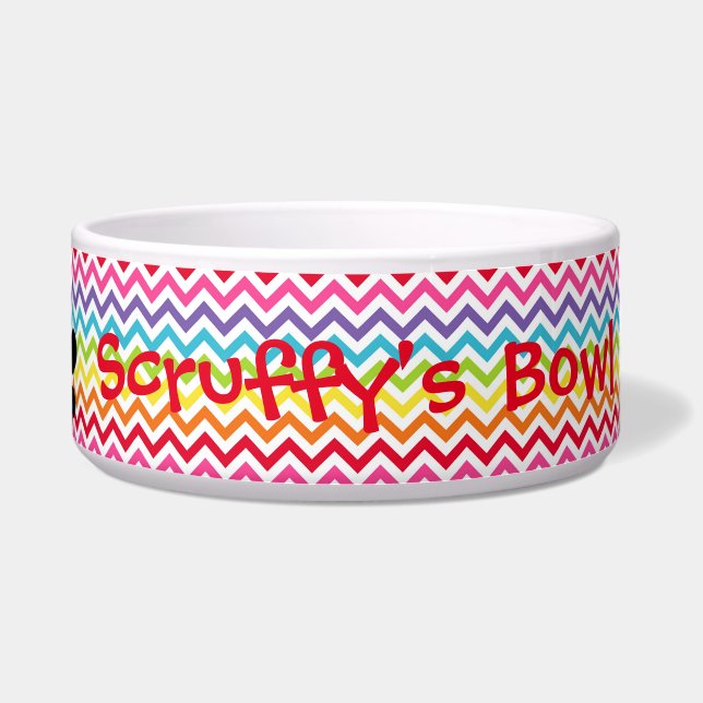Customizable Dog Name Rainbow Chevron Paw Print (Front)