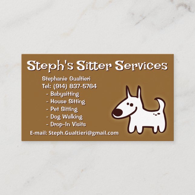 CUSTOMIZABLE Dog Sitter /  Walker Business Cards (Front)